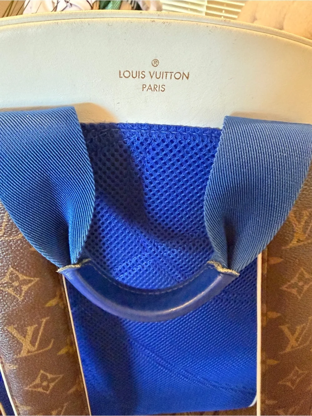 Louis Vuitton Monogram Brown Backpack with White Trim and NBA Patch